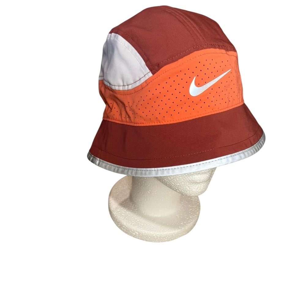 Nike Dri-FIT Perforated Reflective Bucket Hat Unisex Orange Crimson M/L - Picture 5 of 13